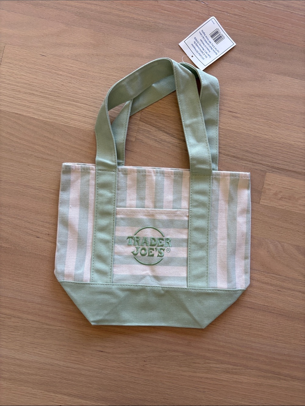 Trader Joe’s  Green Striped Canvas Tote Bag